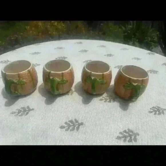 Vintage '80's ~ Ceramic Cantaloupe Melon. 4 Cups Rare  ~ fall decor - Picture 6 of 8